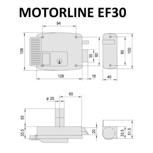 Cerradura eléctrica Motorline EF30 Izquierda